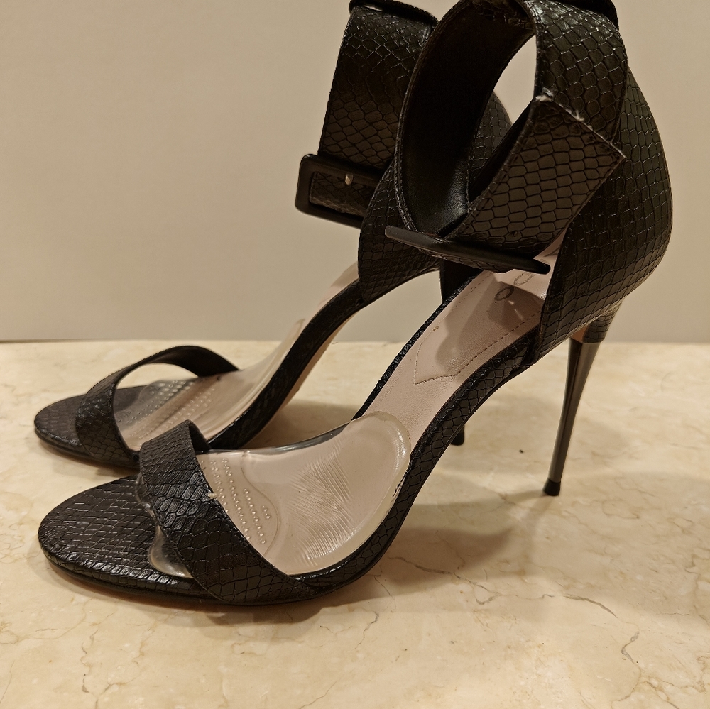 ALDO Birilia Strappy Pump - Black Reptile Print Leather - 6.5M